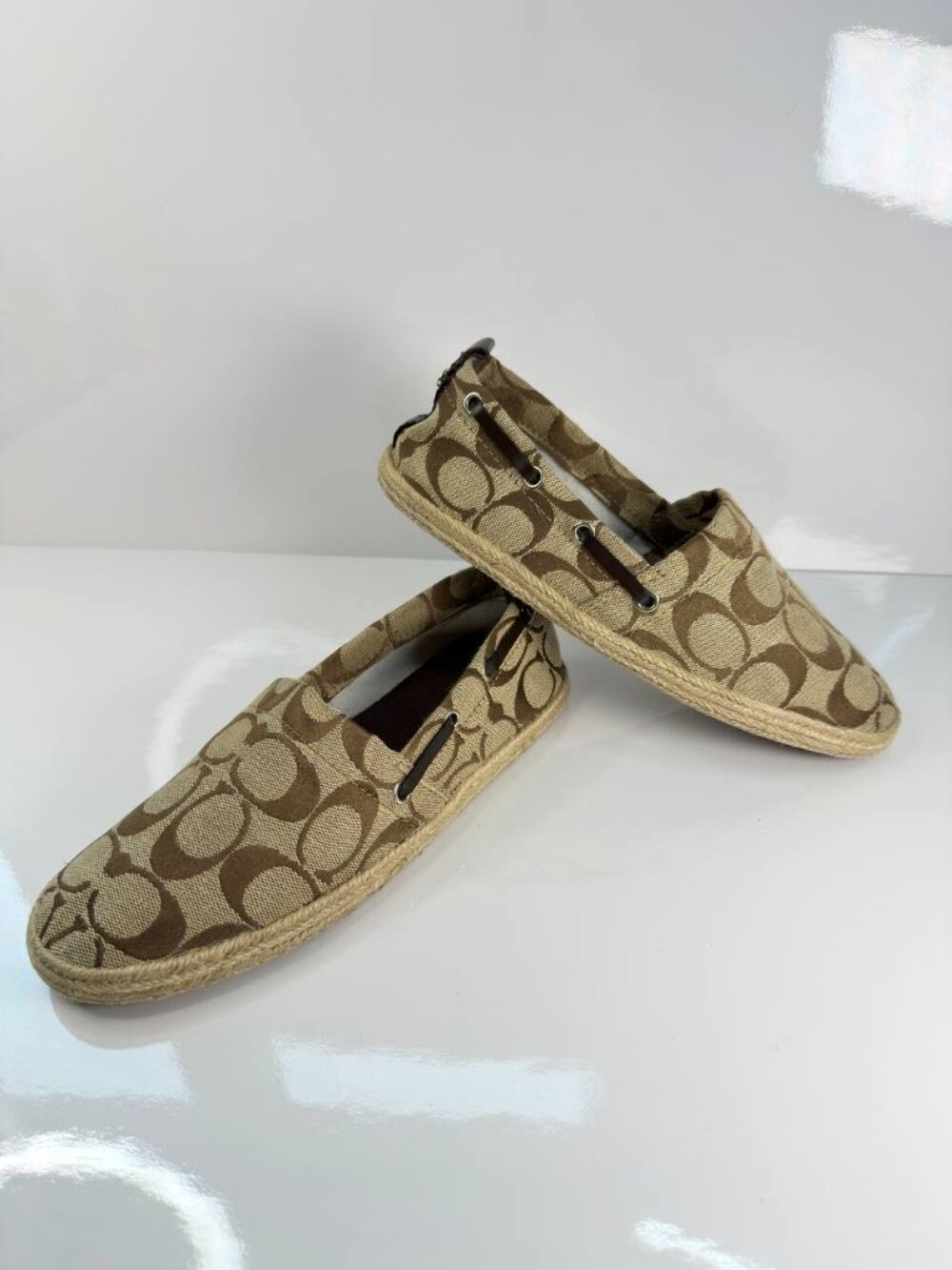 Coach Women’s Espadrille Flats – Size 5M – Signature Pattern